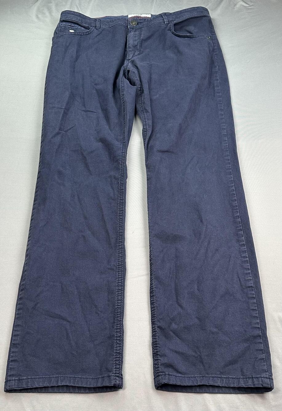 Brax Chuck Jeans Mens 34x34 fits 28L Navy Blue Modern Fit Hi-Flex Stretch Casual